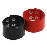 Men's Women's Punk Wide Leather Cuff - Red - Wide Wristband - Medium - Genuine Leather - image 2
