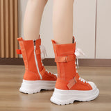 Women's Canvas Chunky Platform Boots - Light Pink - Canvas Boots - 40 B - Canvas - image 17