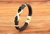 Unisex Leather Infinity Symbol Bracelets - Black/Gold - Bracelet - 23cm - Leather - image 8