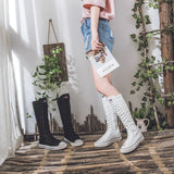 Women's Long Lace Up Zipper Canvas Boot - Black - High Top Sneakers - 43 B - Canvas - image 2
