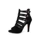 Women's Spike Heel Gladiator Sandals - Black - Buckle Sandals - 12 B - PU Leather - image 15