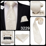 Men's 3 Pcs White Silk Wedding Tie Sets - White - 0276 - One Size - Silk - image 26