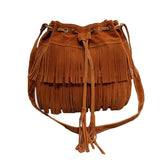 Handbags Women's Fringe Bucket Bag - Black - Medium - PU Suede Leather - image 6