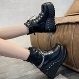 Women's Gothic Punk Platform Ankle Boots - Black - 1 / Matte / Ankle Boots - 43 B - PU Leather - image 6
