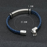 Unisex Titanium Woven Leather Bracelet - Black - Bracelet - Medium - Titanium - image 20