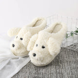 Women's Fluffy Cartoon Dog Fur Slippers - Beige - Dog Slippers - XXL - Plush - image 14