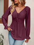 Women's Fashion A Line Drawstring Blouse - Green - Shirt - XXXL - Polyester - image 32