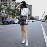 Women's Harajuku Preppy Plaid Mini Skirts - Grey - 8710-ZQ - Plaid Mini Skirt - XXXL - Polyester - image 5