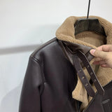 Men's Faux Leather Fleece Bomber Jacket - Black - Men's Jacket - 6XL - Genuine Leather - image 4