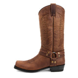 Men's Embroidered Cowboy Pull On Boots - Brown - Cowboy Riding Boots - 12 B - PU Leather - image 2