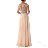 Women's Sequin Chiffon Evening Dress - Beige - Sequin Gown - XXXL - Chiffon - image 2