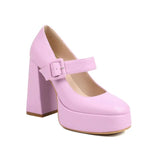 Women's Mary Jane Platform High Heels - Purple - Mary Jane Heels - 10.5 B - PU Leather - image 2