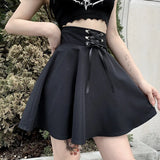 Women's Punk Lace Up Pleated Mini Skirts - Black - 9518-1HS / Skirt - 4XL - Polyester - image 6