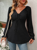 Women's Fashion A Line Drawstring Blouse - Green - Shirt - XXXL - Polyester - image 38