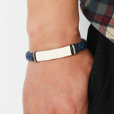 Unisex Titanium Woven Leather Bracelet - Black - Bracelet - Medium - Titanium - image 10