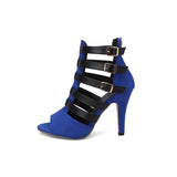 Women's Spike Heel Gladiator Sandals - Blue - Buckle Sandals - 12 B - PU Leather - image 38