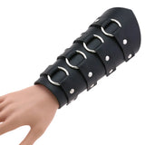Unisex Lace Up Wide Cuff Wristbands - Black - Round | 2Pcs - Medium - PU Leather - image 1