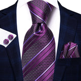 Funki Buys | Neckties | Men's 3 Pcs Purple Silk Wedding Tie Sets