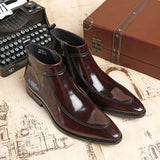 Men's Leather Patent Formal Dress Boots - Wine Red - Patent Boots - 45 B - Genuine Leather - image 16