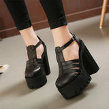 Women's Gothic Punk High Chunky Sandal - Black - Platform Sandals - 35 B - PU Leather - image 4