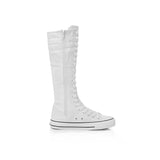 Women's Long Lace Up Zipper Canvas Boot - Black - High Top Sneakers - 43 B - Canvas - image 13