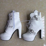 Women's Buckle Strap Platform Ankle Boots - Black - Buckle Strap Ankle Boot - 45 B - PU Leather - image 19