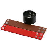 Men's Women's Punk Wide Leather Cuff - Red - Wide Wristband - Medium - Genuine Leather - image 1