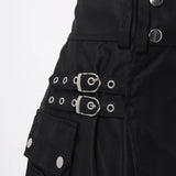 Men's Black Pleated Gothic Kilt Cargo Skirt - Black - Kilt - XXXXXL - Polyester - image 8