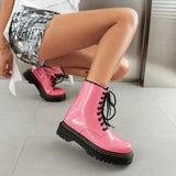 Womens Patent Leather Lace Up Ankle Boot - Black - Ankle Boots - 43 B - PU Patent Leather - image 15