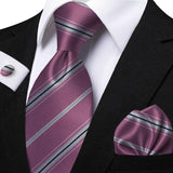 Men's 3 Pcs Striped Jacquard Tie Set - Blue - 2 - One Size - Polyester - image 1