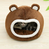 Cat Beds Cute Bear Cat Cave House - Brown - Cat Bed - L - Plush - image 3