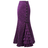 Women's Gothic Vintage Ruffled Long Skirts - Purple - Steampunk Skirt - XXXL - Polyester - image 1