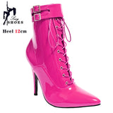 Women's Patent Pointed Toe Ankle Boots - Black - Ankle Boot - 35 B - PU Patent Leather - image 29