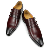 Men's Genuine Leather Pointed Toe Shoes - Wine Red - Dress Shoes - 50 B - Genuine Leather - image 10