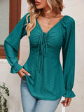Women's Fashion A Line Drawstring Blouse - Green - Shirt - XXXL - Polyester - image 12