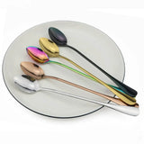 Long Handled Dessert Spoons 4 Pcs - Multi Color - 4Pcs Set - Long - Stainless Steel - image 6