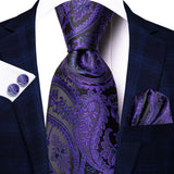 Funki Buys | Neckties | Men's 3 Pcs Purple Silk Wedding Tie Sets
