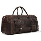 Travel Bags Men's Leather Overnight Bag - Brown - 1 / Design 1 / (58cm) Bag - Large - Genuine Leather - image 45