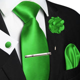 Men's 5 Pcs Luxury Ridged Silk Tie Sets - Bright Green - 5pc Tie Set - 030 - Medium - Silk - image 25
