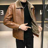 Men's Luxury Faux Leather Winter Jacket - Yellow/Brown - Men's Fashion Jacket - 5XL - PU Leather - image 13