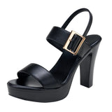 Women's High Chunky Platform Sandals - Black - Platform Sandal - 43 B - PU Leather - image 12