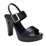 Women's High Chunky Platform Sandals - Black - Platform Sandal - 43 B - PU Leather - image 2