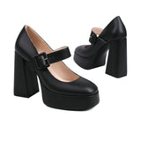 Women's Mary Jane Platform High Heels - Black - Mary Jane Heels - 10.5 B - PU Leather - image 21
