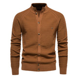 Men's Mock Neck Button Knit Cardigan - Khaki - Mock Neck Cardigan - Size XXL 88-95 kg - Cotton - image 18