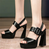 Women's Leather Platform Summer Sandal - Black - 1 / Platform Sandals - 9 B - Genuine Leather - image 3