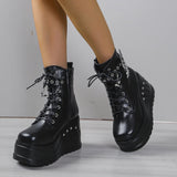 Women's Punk Chunky Platform Creepers - Black - Platform Ankle Boots - 43 B - PU Leather - image 2