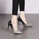 Women's Gradient Two Toned High Heels - Gray - 1 / 10cm Heels - 9 B - PU Leather - image 20