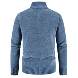 Men's Slim Fit Zip Up Cardigan Sweaters - Blue Grey - Sweater Cardigan - XXXL - Polyester - image 5
