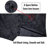 Men's 5 Pcs Silk Formal Waistc… - Black/Grey - 1 - MJ-0109-LH-0215 - 5 PCS - Vest Set - 3XL - Silk/Rayon/Polyester - image 16