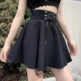Women's Punk Lace Up Pleated Mini Skirts - Black - 9518-1HS / Skirt - 4XL - Polyester - image 1